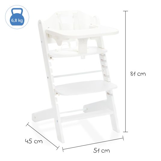 Fillikid 3in1 highchair set Pia Swing from birth up to 85 kg with newborn attachment, 5-point harness, removable dining board with cup holder - white