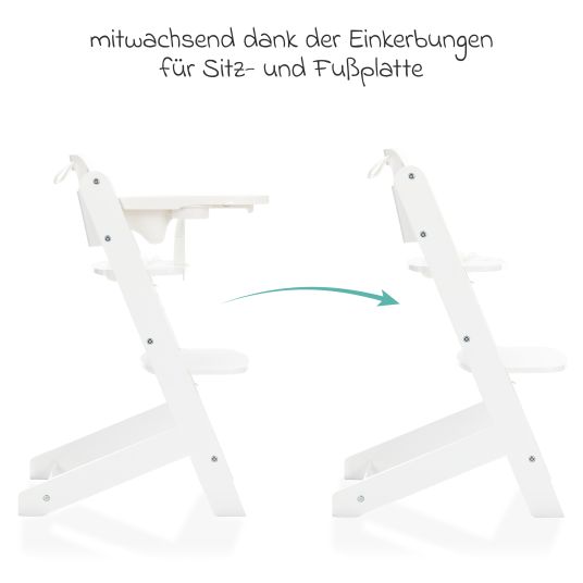 Fillikid 3in1 highchair set Pia Swing from birth up to 85 kg with newborn attachment, 5-point harness, removable dining board with cup holder - white