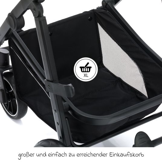 Fillikid 4-1 Kombi-Kinderwagen-Set Fill Jaguar mit Sportsitz, Babywanne mit Matratze, Babyschale, Wickeltasche mit Wickelauflage, Adapter, Regenschutz & Insektenschutz - Grün Melange