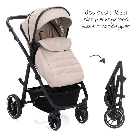 Fillikid 4-1 Kombi-Kinderwagen-Set Fill Jaguar mit Sportsitz, Babywanne mit Matratze, Babyschale, Wickeltasche mit Wickelauflage, Adapter, Regenschutz & Insektenschutz - Sand