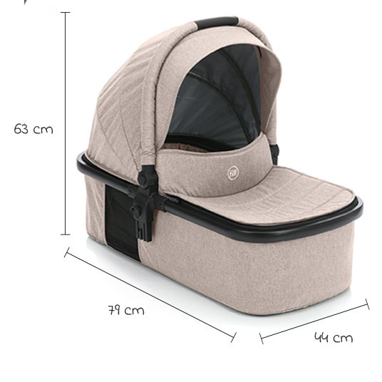 Fillikid 4-1 Kombi-Kinderwagen-Set Fill Jaguar mit Sportsitz, Babywanne mit Matratze, Babyschale, Wickeltasche mit Wickelauflage, Adapter, Regenschutz & Insektenschutz - Sand