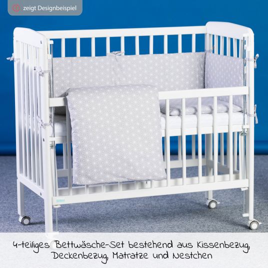 Fillikid 4-piece bedding set for Nino blanket 80 x 80 cm, pillow 35 x 40 cm, mattress & nest - Cube - Grey