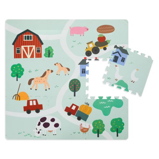 Fillikid 9-piece puzzle mat farm incl. carrying bag 93 x 93 cm