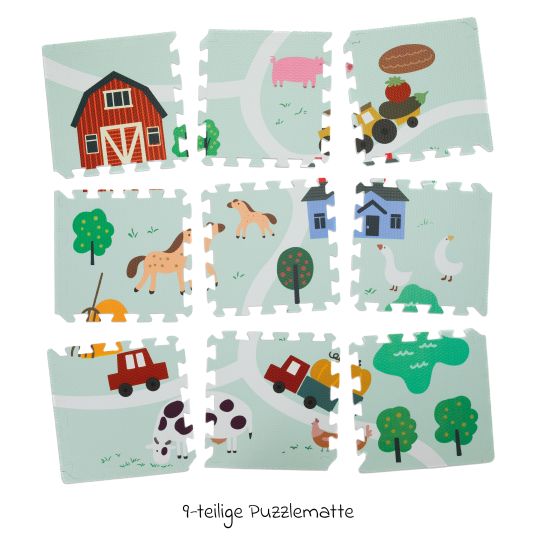 Fillikid 9-piece puzzle mat farm incl. carrying bag 93 x 93 cm