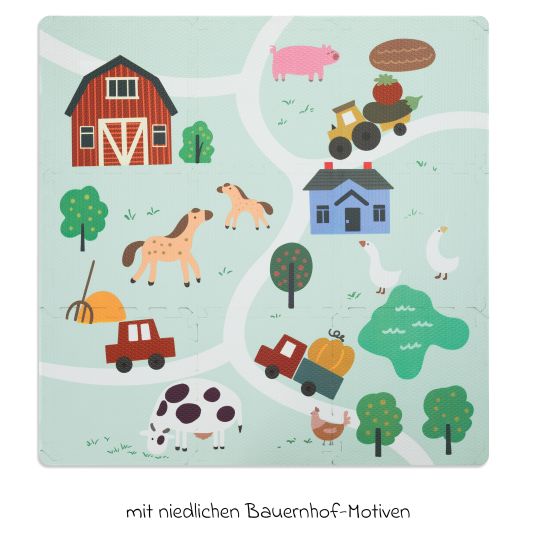 Fillikid 9-piece puzzle mat farm incl. carrying bag 93 x 93 cm