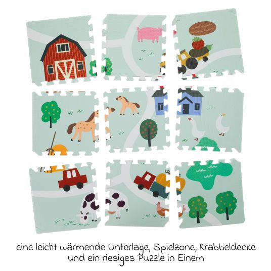 Fillikid 9-piece puzzle mat farm incl. carrying bag 93 x 93 cm