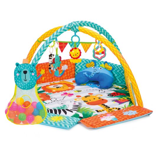 Fillikid Active bow play mat with 30 balls, 4 gripping figures & pad 120 x 100 cm - Colorful