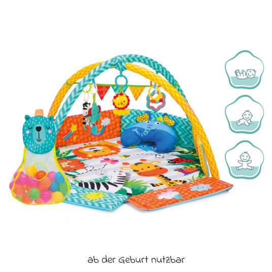 Fillikid Active bow play mat with 30 balls, 4 gripping figures & pad 120 x 100 cm - Colorful