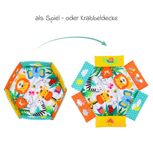 Fillikid Active bow play mat with 30 balls, 4 gripping figures & pad 120 x 100 cm - Colorful