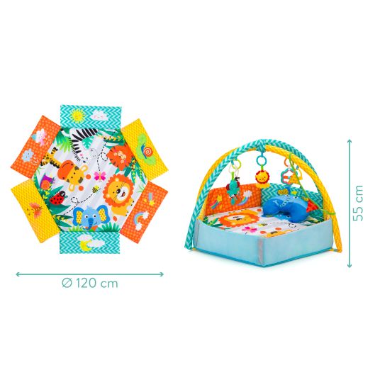 Fillikid Active bow play mat with 30 balls, 4 gripping figures & pad 120 x 100 cm - Colorful