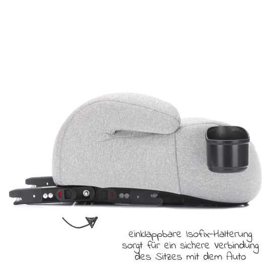 Fillikid Auto-Kindersitzerhöhung Booster i-Size ab 7 Jahre - 12 Jahre (125 cm - 150 cm) mit einklappbarer Isofix-Halterung & Getränkehalter - Dunkelgrau Grau