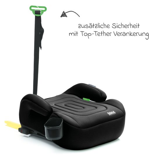 Fillikid Auto-Kindersitzerhöhung Deluxe Flip Booster i-Size ab 7 Jahre - 12 Jahre (125 cm - 150 cm) mit verstellbarer Isofix-Halterung & Getränkehalter - Schwarz