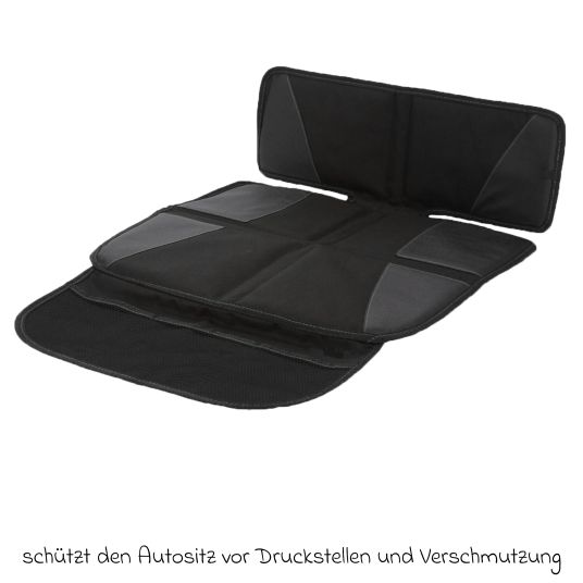 Fillikid Autositz-Schutzunterlage / Polsterschutz schützt den Autositz vor Druckstellen und Verschmutzung mit 2 Taschen - Schwarz