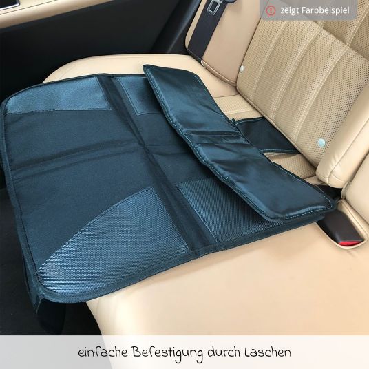 Fillikid Autositz-Schutzunterlage / Polsterschutz schützt den Autositz vor Druckstellen und Verschmutzung mit 2 Taschen - Schwarz