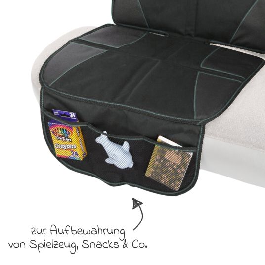 Fillikid Protezione del sedile dell'auto / protezione della tappezzeria protegge il sedile dell'auto dai punti di pressione e dallo sporco con 2 tasche - Nero