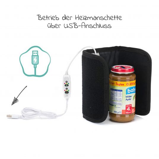 Fillikid Babyflaschenwärmer mit USB-Anschluss und Thermofach - Melange Grau