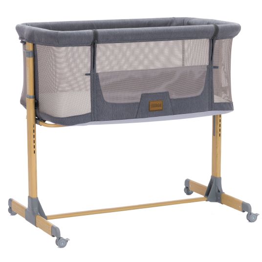 Fillikid Crip co-sleeper with 6 height settings, mesh fabric for optimum air circulation & 4 wheels - gray