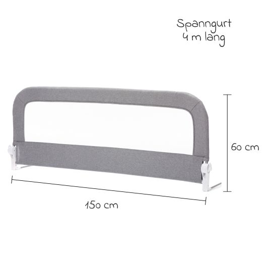 Fillikid Lara bed rail with folding mechanism for standard and box-spring beds incl. tensioning strap - gray