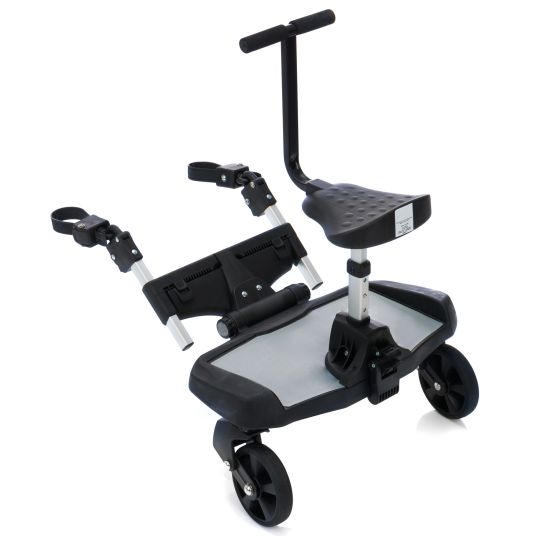 Fillikid Buggy Board Filliboard Wide Set extra wide ride-on board with additional seat for all standard buggies and baby carriages - Black Grey