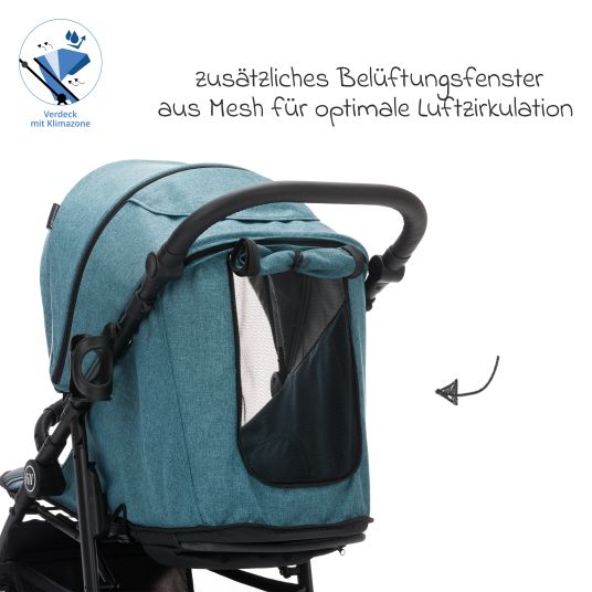 Fillikid Buggy & Sportwagen Adventure Air bis 22 kg belastbar mit Lufträder, Knickschieber, Liegeposition & Getränkehalter - Blau