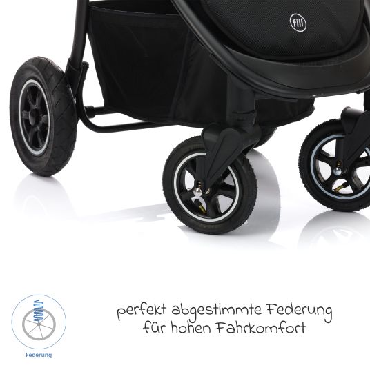 Fillikid Buggy & Sportwagen Adventure Air bis 22 kg belastbar mit Lufträder, Knickschieber, Liegeposition & Getränkehalter - Blau