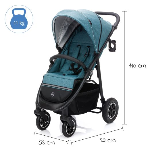 Fillikid Buggy & Sportwagen Adventure Air bis 22 kg belastbar mit Lufträder, Knickschieber, Liegeposition & Getränkehalter - Blau