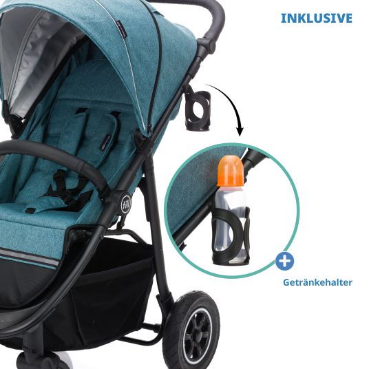 Fillikid Buggy & Sportwagen Adventure Air bis 22 kg belastbar mit Lufträder, Knickschieber, Liegeposition & Getränkehalter - Blau