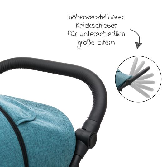 Fillikid Buggy & Sportwagen Adventure Air bis 22 kg belastbar mit Lufträder, Knickschieber, Liegeposition & Getränkehalter - Blau