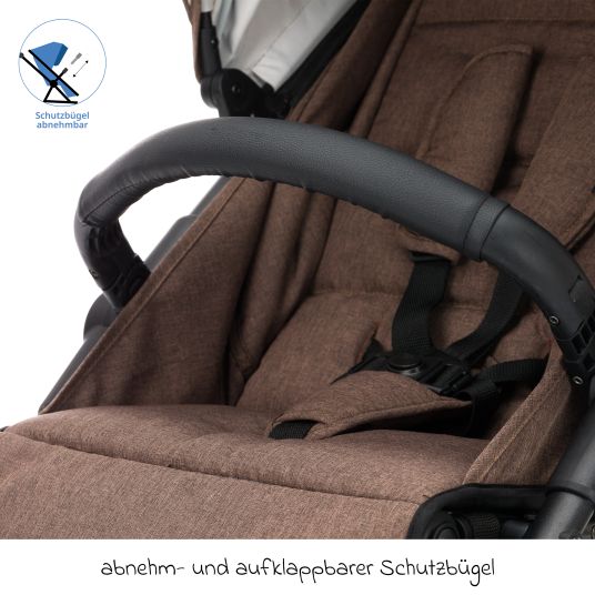 Fillikid Buggy & Sportwagen Adventure Air bis 22 kg belastbar mit Lufträder, Knickschieber, Liegeposition & Getränkehalter - Braun