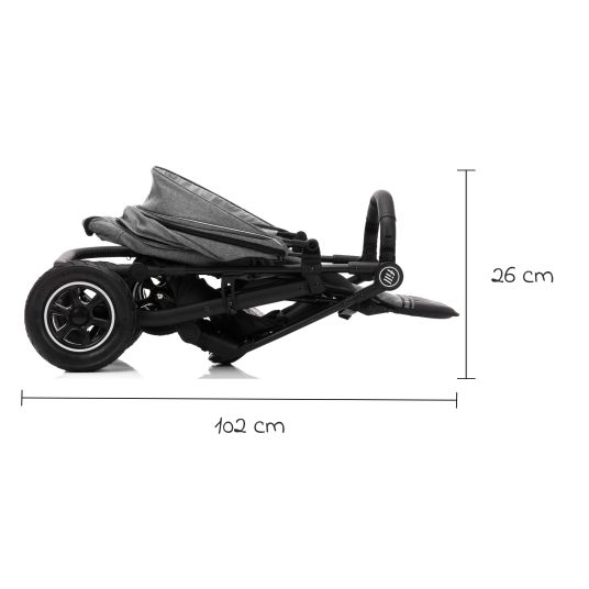 Fillikid Buggy & Sportwagen Adventure Air bis 22 kg belastbar mit Lufträder, Knickschieber, Liegeposition & Getränkehalter - Grau