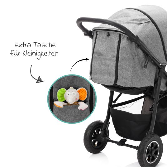 Fillikid Buggy & Sportwagen Adventure Air bis 22 kg belastbar mit Lufträder, Knickschieber, Liegeposition & Getränkehalter - Grau