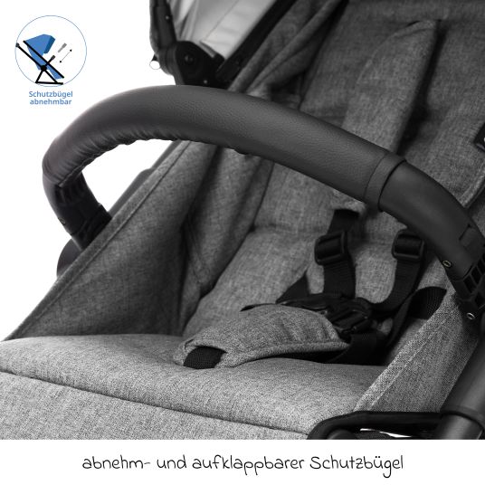 Fillikid Buggy & Sportwagen Adventure Air bis 22 kg belastbar mit Lufträder, Knickschieber, Liegeposition & Getränkehalter - Grau