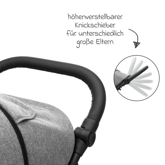 Fillikid Buggy & Sportwagen Adventure Air bis 22 kg belastbar mit Lufträder, Knickschieber, Liegeposition & Getränkehalter - Grau