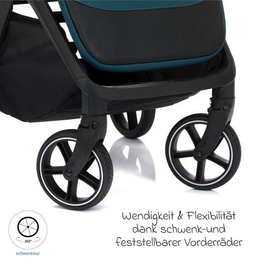 Fillikid Buggy & Sportwagen Cooper bis 22 kg belastbar mit Liegeposition und Autofold-Mechanismus nur 7,1 kg - Türkis Schwarz