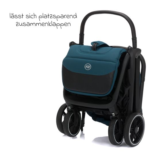 Fillikid Buggy & Sportwagen Cooper bis 22 kg belastbar mit Liegeposition und Autofold-Mechanismus nur 7,1 kg - Türkis Schwarz