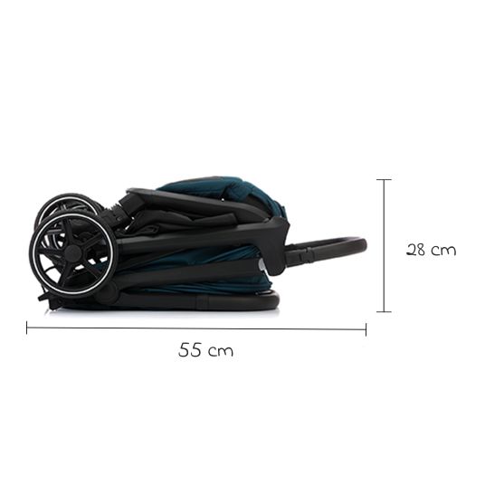 Fillikid Buggy & Sportwagen Cooper bis 22 kg belastbar mit Liegeposition und Autofold-Mechanismus nur 7,1 kg - Türkis Schwarz