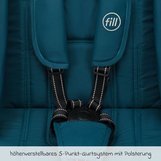 Fillikid Buggy & Sportwagen Cooper bis 22 kg belastbar mit Liegeposition und Autofold-Mechanismus nur 7,1 kg - Türkis Schwarz