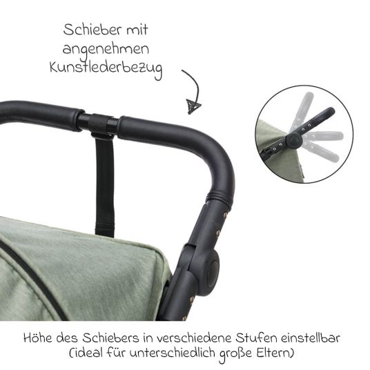 Fillikid Buggy & pushchair Fill Allrounder up to 22 kg loadable with adjustable push bar - Green Melange