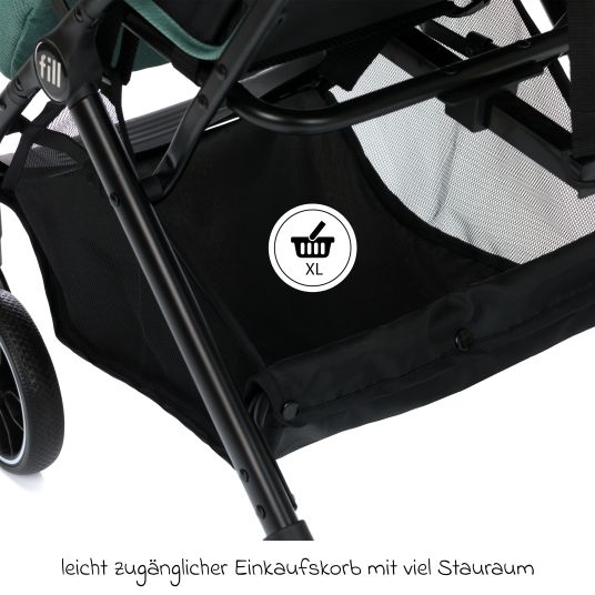 Fillikid Buggy & Sportwagen Fill Rover bis 22 kg belastbar mit Liegeposition, Trollyfunktion nur 6,8 kg - Grün