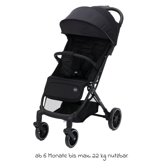 Fillikid Buggy & Sportwagen Fill Rover bis 22 kg belastbar mit Liegeposition, Trollyfunktion nur 6,8 kg - Schwarz