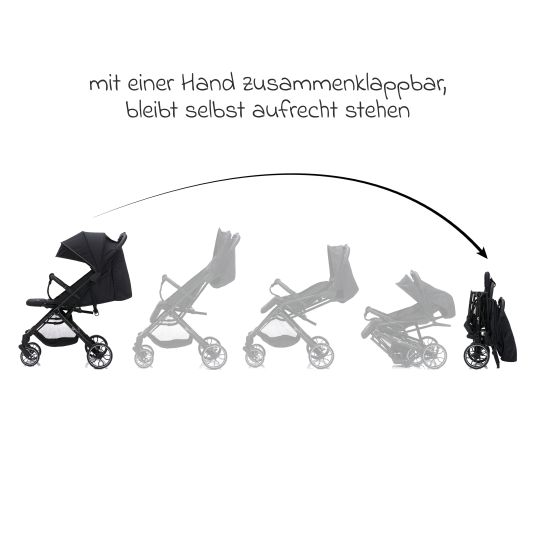 Fillikid Buggy & Sportwagen Fill Rover bis 22 kg belastbar mit Liegeposition, Trollyfunktion nur 6,8 kg - Schwarz