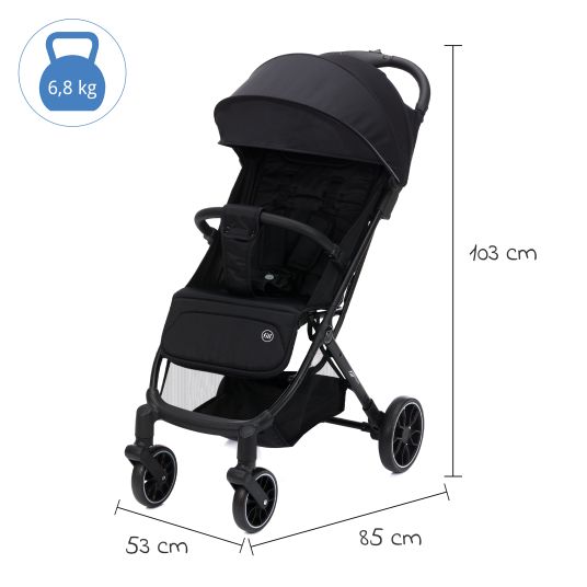 Fillikid Buggy & Sportwagen Fill Rover bis 22 kg belastbar mit Liegeposition, Trollyfunktion nur 6,8 kg - Schwarz