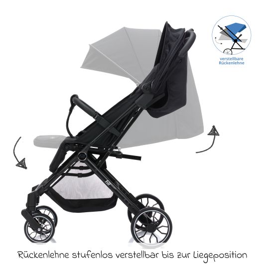 Fillikid Buggy & Sportwagen Fill Rover bis 22 kg belastbar mit Liegeposition, Trollyfunktion nur 6,8 kg - Schwarz