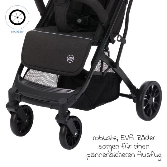 Fillikid Styler Elite passeggino e carrozzina fino a 22 kg con funzione trolley e funzione reclinabile - nero