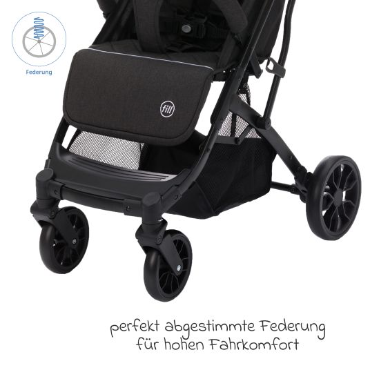 Fillikid Styler Elite passeggino e carrozzina fino a 22 kg con funzione trolley e funzione reclinabile - nero