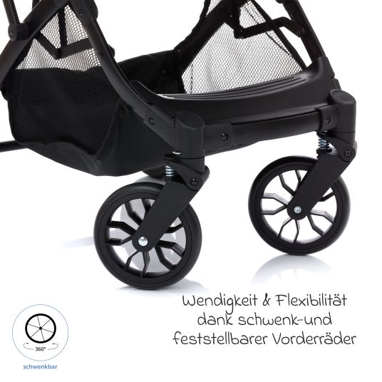 Fillikid Styler Elite passeggino e carrozzina fino a 22 kg con funzione trolley e funzione reclinabile - nero