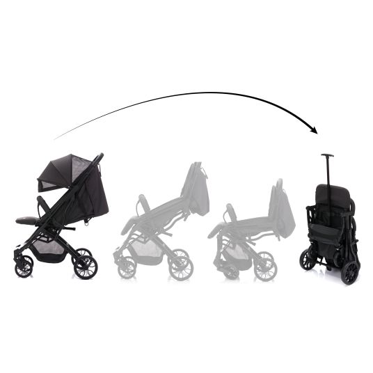 Fillikid Styler Elite passeggino e carrozzina fino a 22 kg con funzione trolley e funzione reclinabile - nero