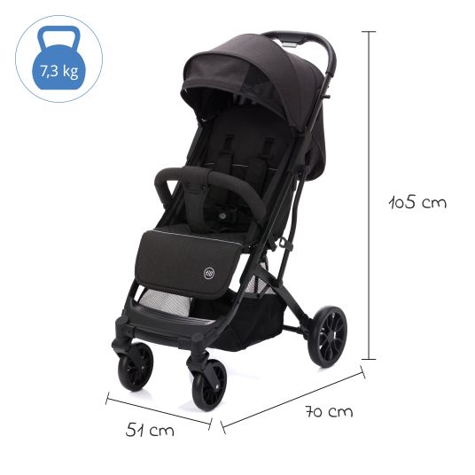 Fillikid Styler Elite passeggino e carrozzina fino a 22 kg con funzione trolley e funzione reclinabile - nero