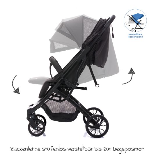 Fillikid Styler Elite passeggino e carrozzina fino a 22 kg con funzione trolley e funzione reclinabile - nero