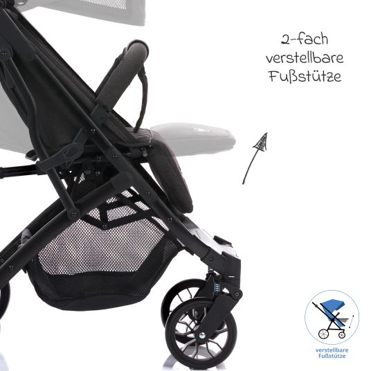 Fillikid Styler Elite passeggino e carrozzina fino a 22 kg con funzione trolley e funzione reclinabile - nero